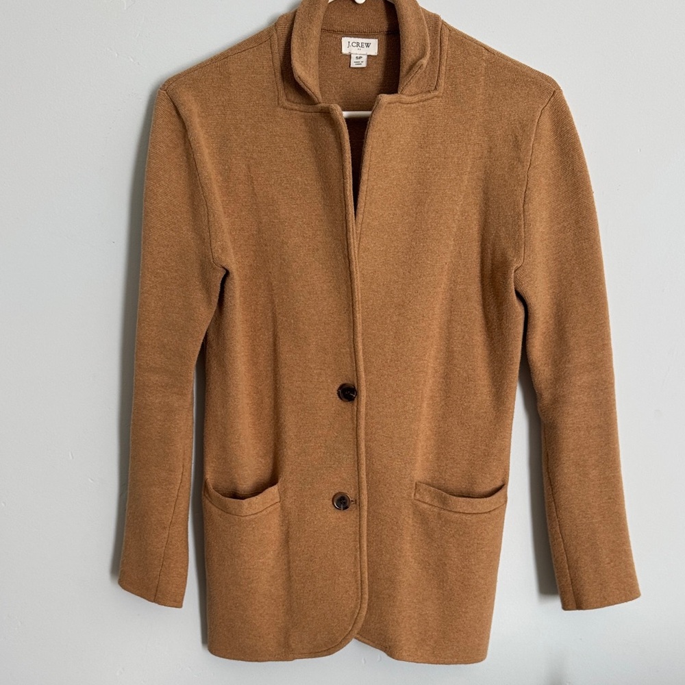 J. Crew Knit Tan Blazer Cardigan Sweater